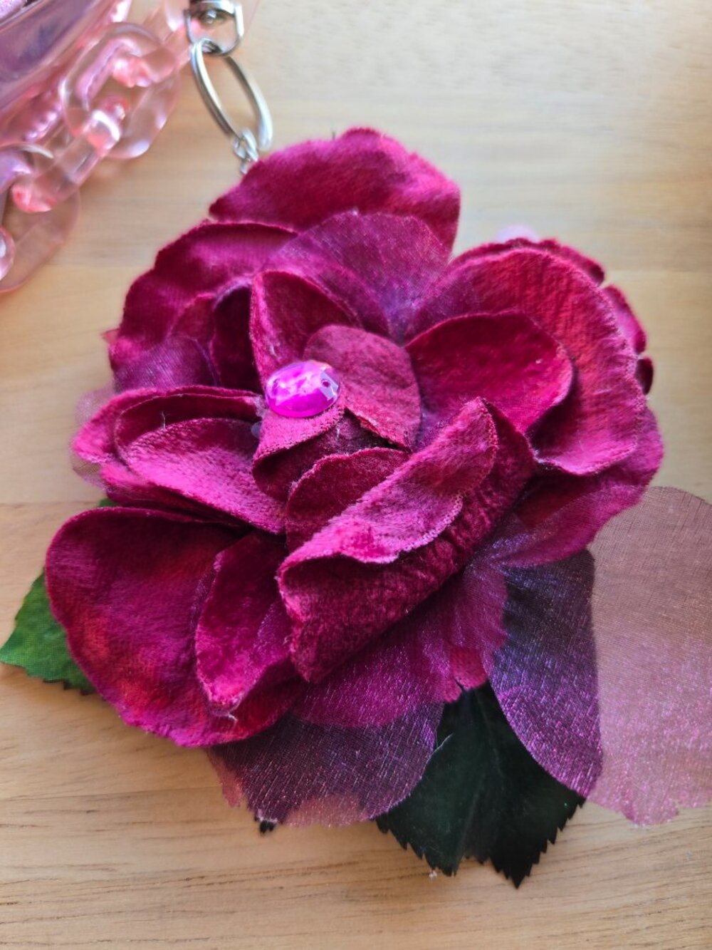 Pink Glitter Shoulder Bag Velvet Millinery Keychain Y2k-Style Coquette-inspo - Picture 5 of 16